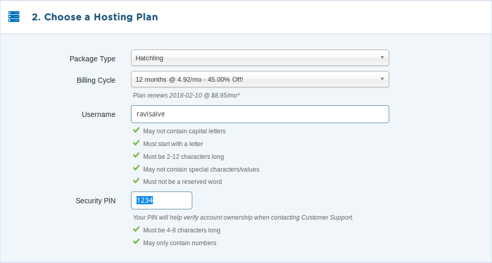 Choose HostGator Plan