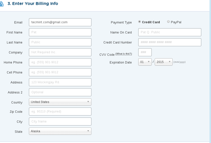 Hostgator Billing Information