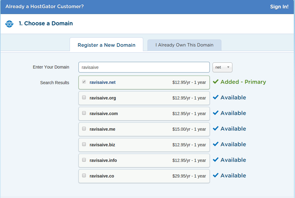 Hostgator Register Domain