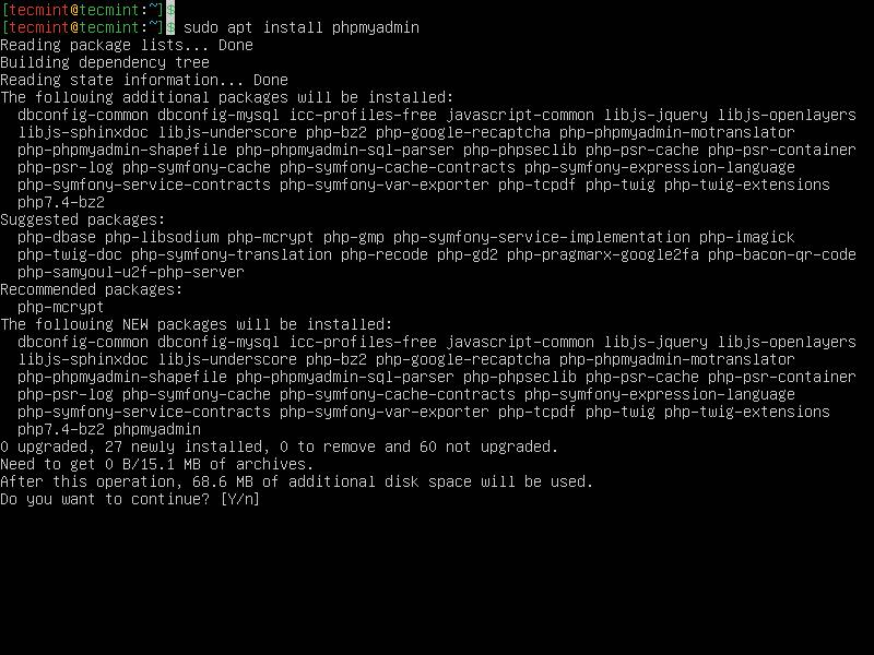 Install PhpMyAdmin in Ubuntu