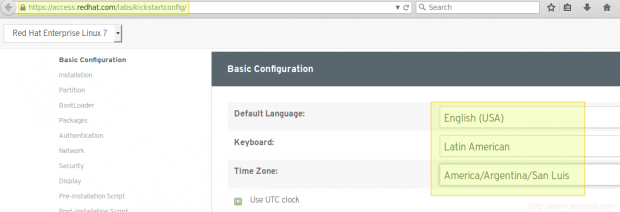 Kickstart Configuration Tool