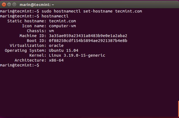 Set System Hostname in Ubuntu 15.04