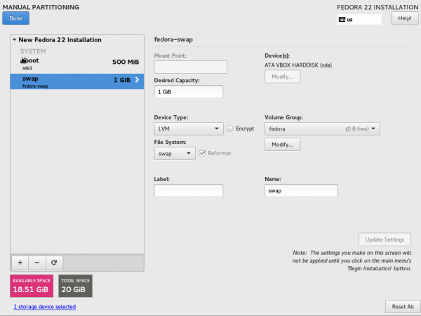 Swap Filesystem Type