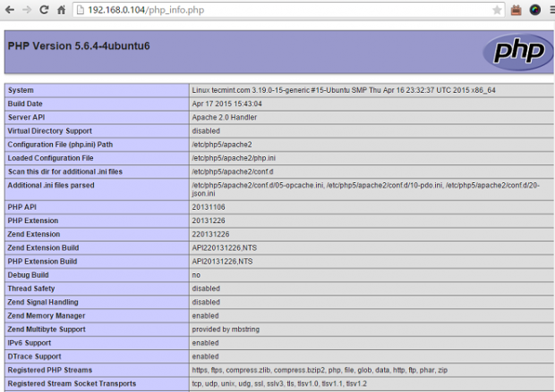 Verify PHP Info