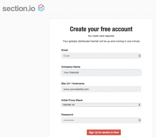 Section.io Sign Up