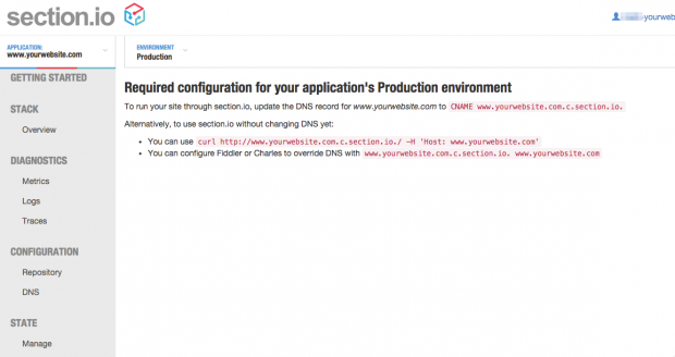 Point Your Site to Section.io