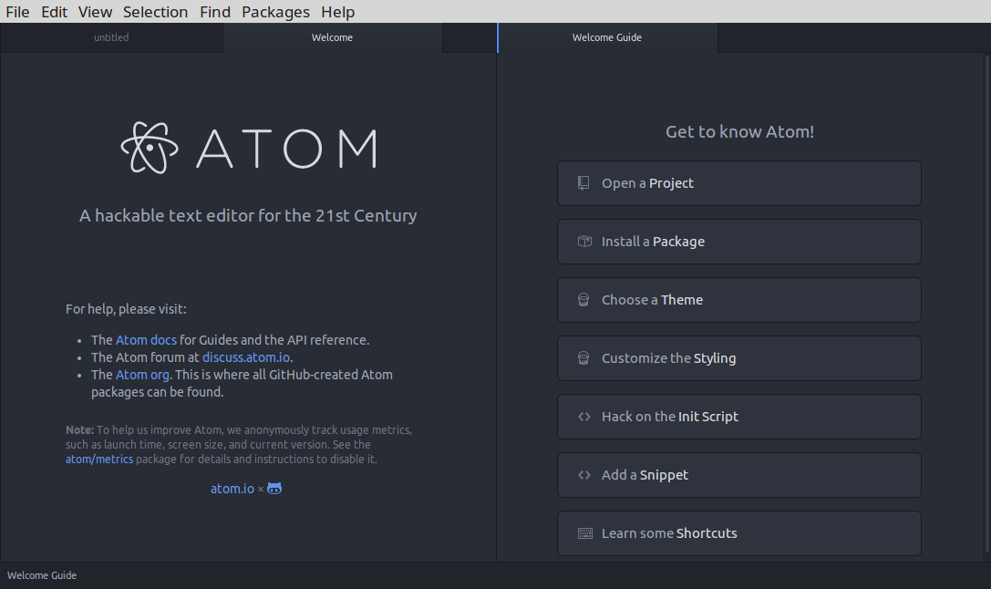 Atom Editor di Testo