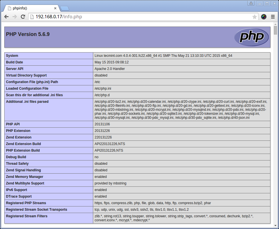 Check PHP Info