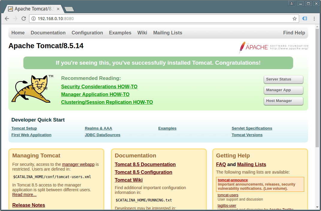 Default Apache Tomcat Page