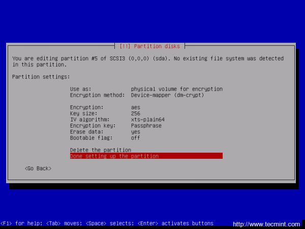 Encrypted Partition Summary