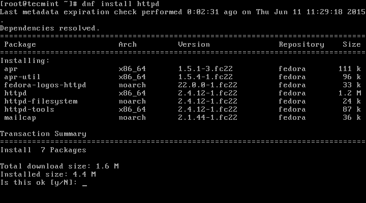 Install Apache on Fedora 22