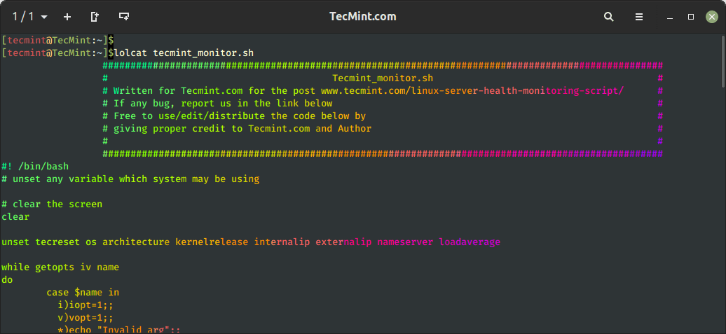 Lolcat View Shell Script Code