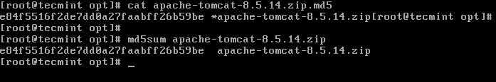 Verify Apache Tomcat MD5