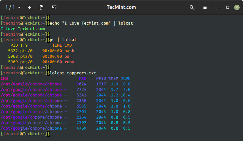 View Text in Rainbow Colors in Linux
