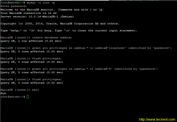Configure Mariadb for Zabbix