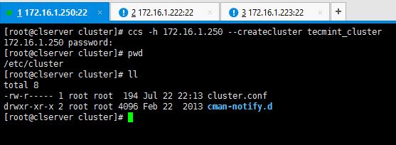 Create Cluster Configuration