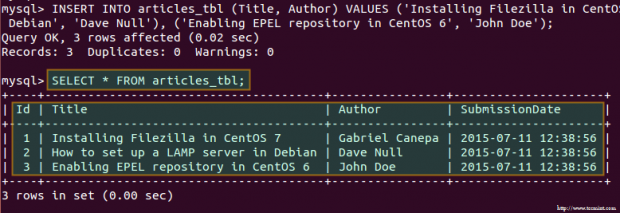 Populate Database Table