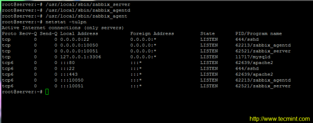 Start Zabbix Server and Agent
