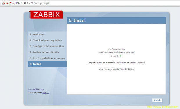 Zabbix Installation Completed