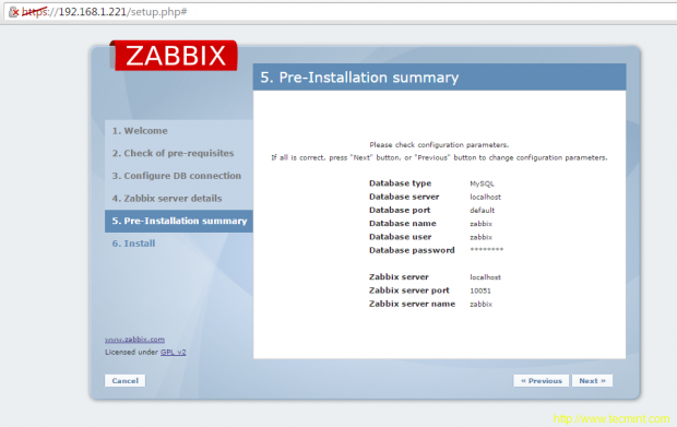 Zabbix Installation Summary