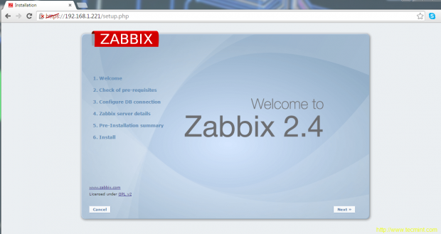 Zabbix Welcome Screen