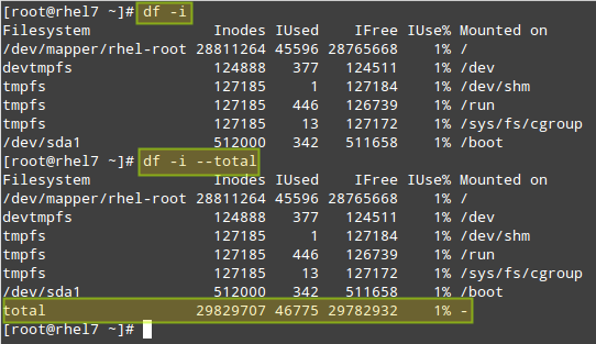  Verificar Linux Total inode Numbers 