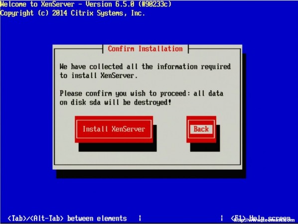 Confirm XenServer Installation Drive