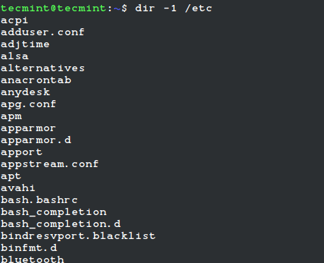 Listing Files Per Line in Directory