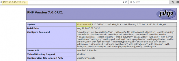 Verify PHP 7 info in CentOS 7