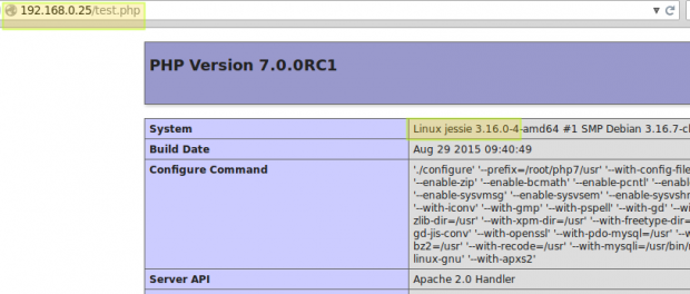 Verify PHP 7 info in Debian 8