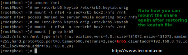 Mount Unmount Kerberos NFS Share