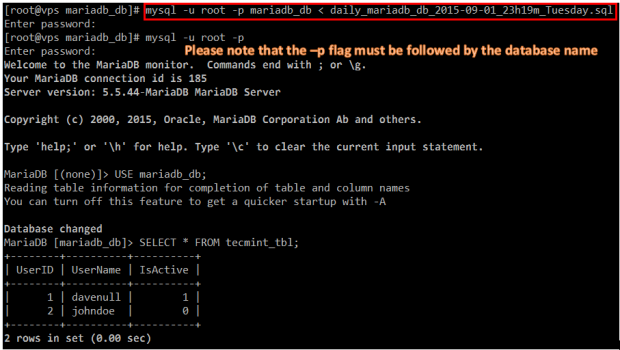 Restore MariaDB Backup