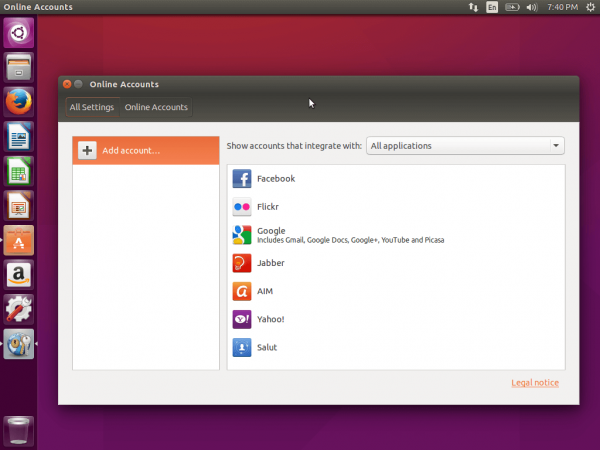 Add Online Accounts in Ubuntu