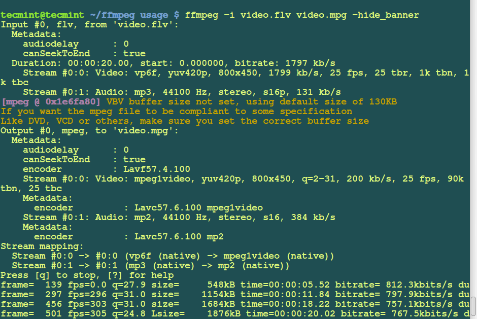 convert mp4 to avi ffmpeg linux