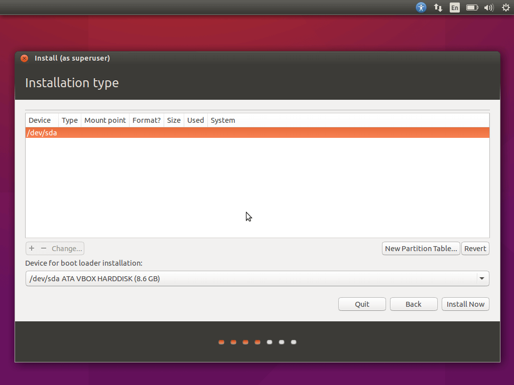 Select Partition for Ubuntu Installation