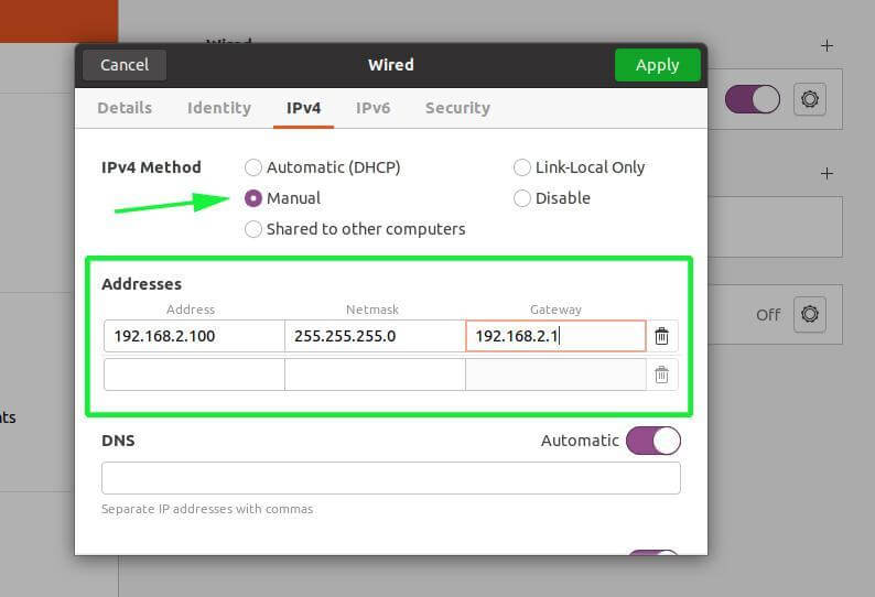 Set Manual Network