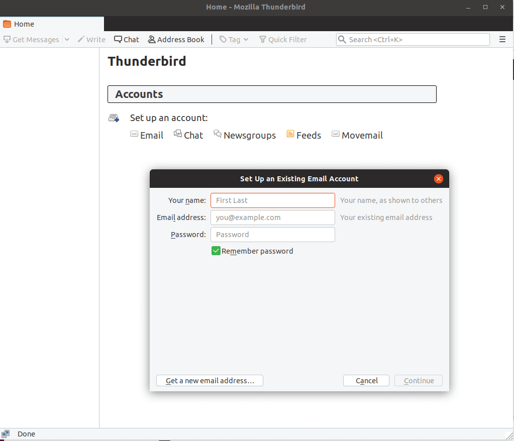 Setup Thunderbird Mail in Ubuntu