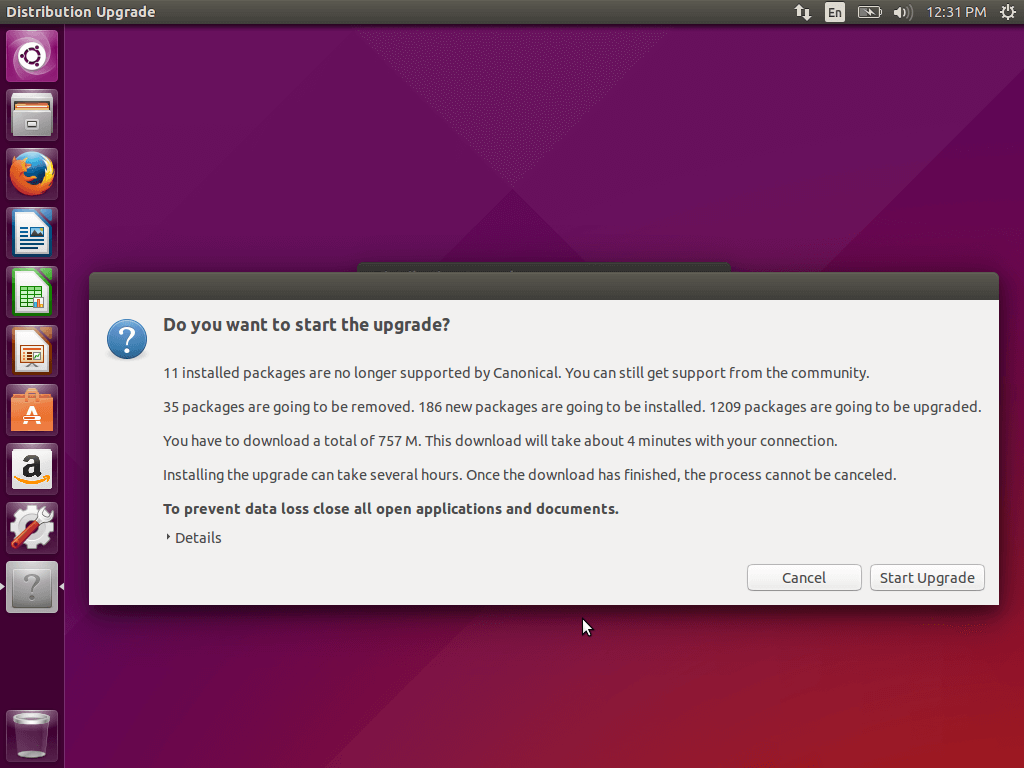  Iniciar actualización de Ubuntu 