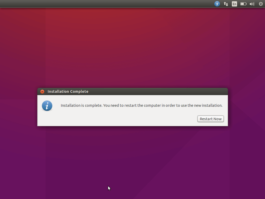 Ubuntu 15.10 Installation Completed