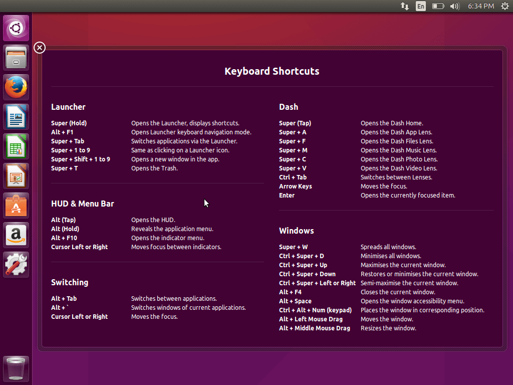 Ubuntu 15.10 Keyboard Shortcuts