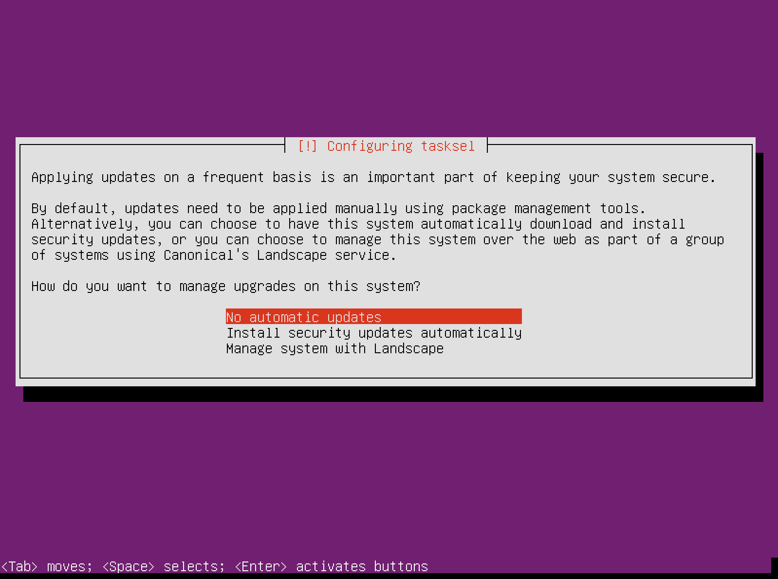 Select Ubuntu Update Option