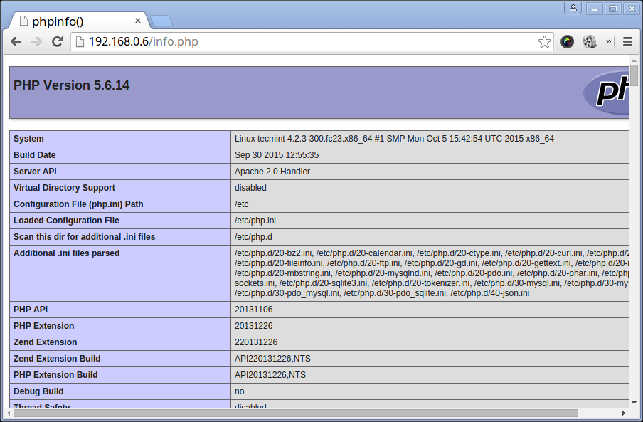 Check PHP Information