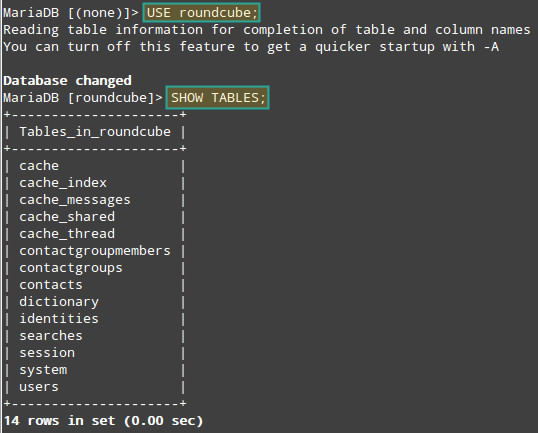 Check Roundcube Database Tables