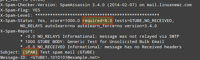 Test SpamAssassin Spam from Commandline