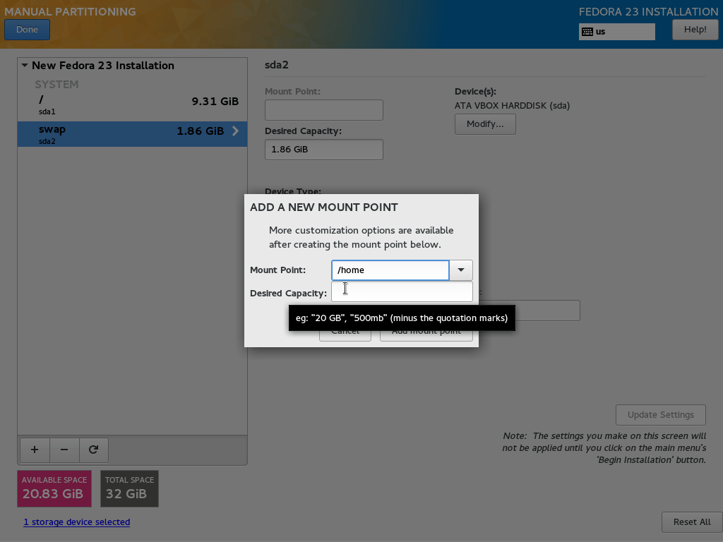 Create Home Partition