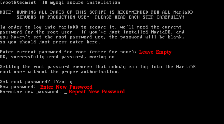 Enter MariaDB Root Password