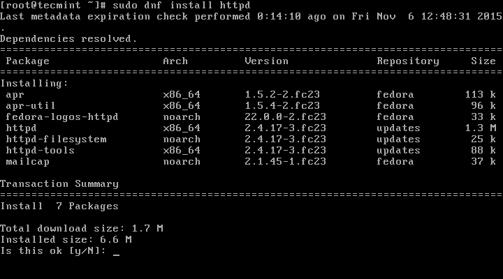 Install Apache Web Server in Fedora 23