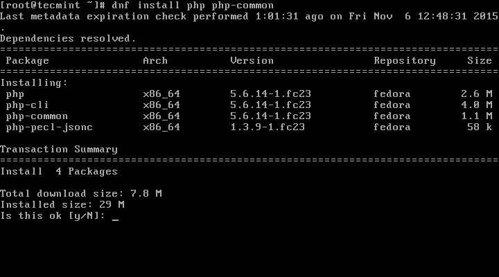 Install PHP in Fedora 23