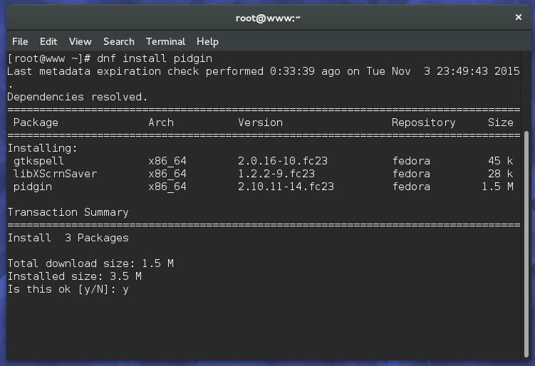 Install Pidgin in Fedora 23