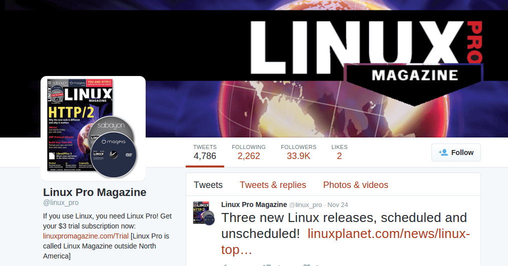 Follow @linux_pro